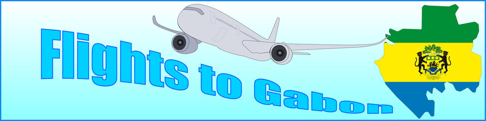 Banner with the inscription Flights to Gabon