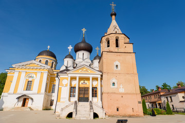 Fototapeta na wymiar Ensemble of the Starytsky Svyato-Uspensky Monastery in city Staritsa, Tver region