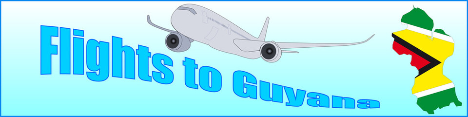 Banner with the inscription Flights to Guyana