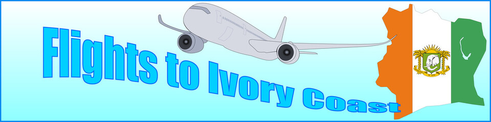 Banner with the inscription Flights to Ivory Coast