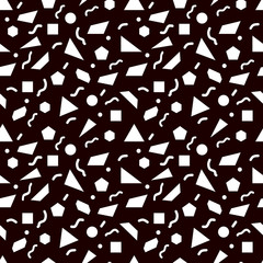 Memphis style seamless pattern on black background