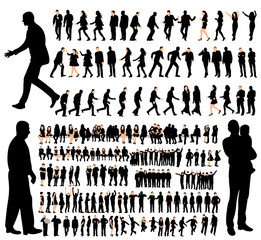 vector, isolated silhouette people, collection