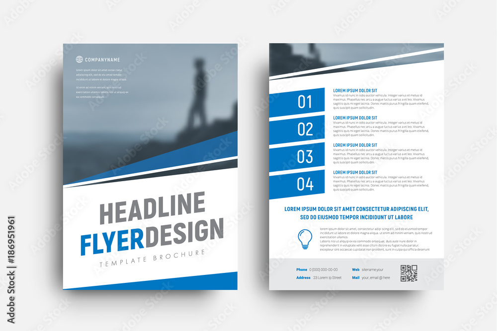 Poster Design of a vector flyer with diagonal lines and a place for a photo.