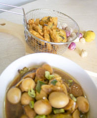 Quail Eggs with Soy Sauce, Fried Tempeh, Indonesian Food | Asian Food