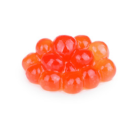 Red caviar isolated on white background.