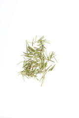 dried rosemary leaves isolated on a white background as food background texture