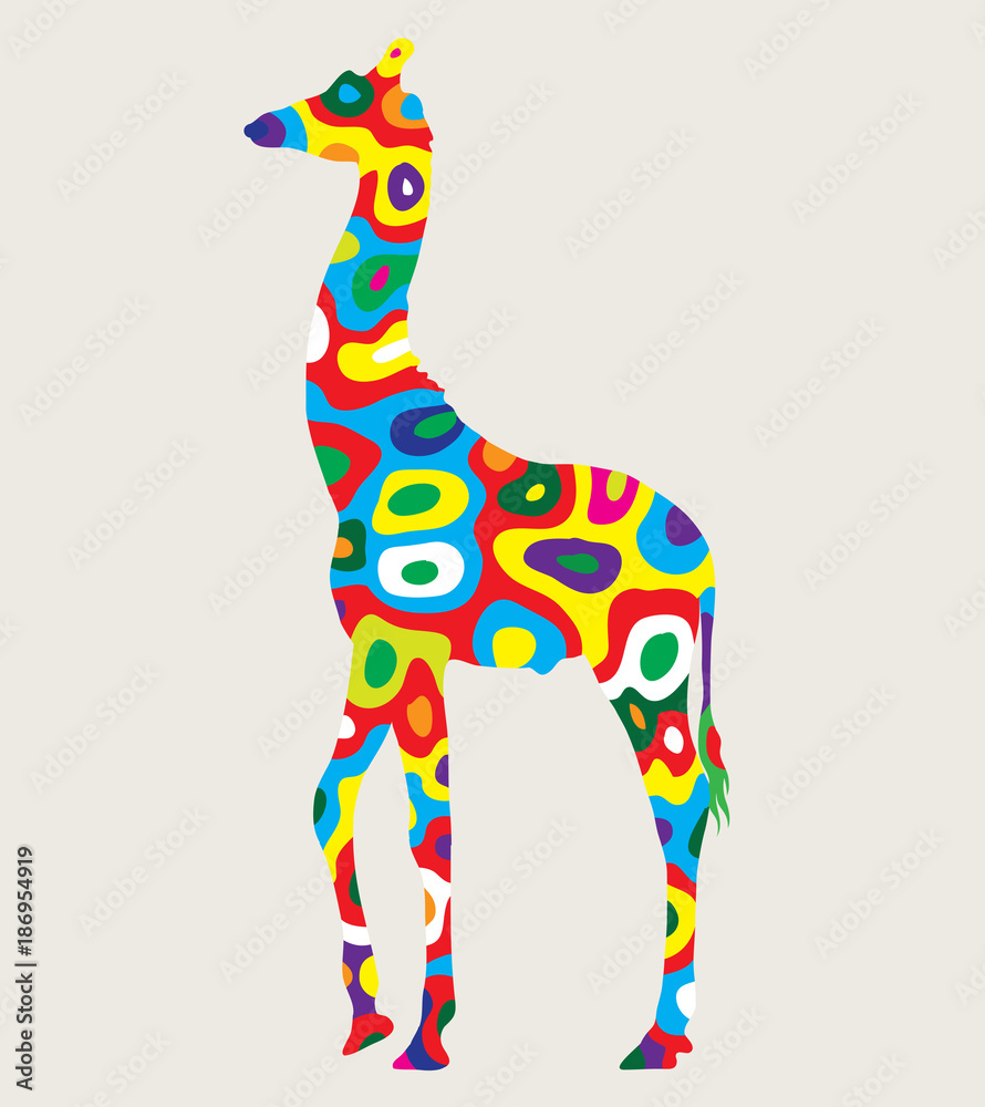 Wall mural colorfully giraffe, art vector design