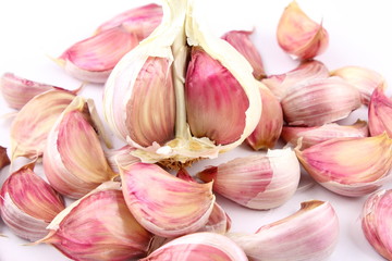 garlic cloves  on a white background