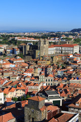 Fototapeta na wymiar Aerial view of the Historical Centre of Porto: view from Clerigos Tower, Portugal