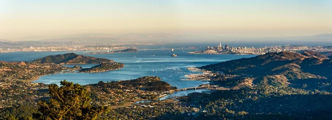 Fotobehang San Francisco Panorama Bay Area Blick vom Mount Tamalpais