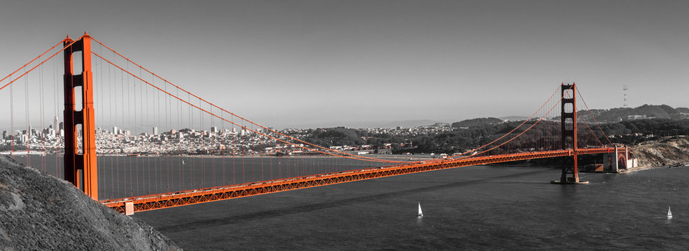 Panorama Golden Gate Bridge in San Francisco