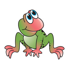 frog vector cartoon or mascot sitting and looking side with smile