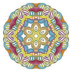 Flower vector mandala. Oriental circle pattern, coloring illustration