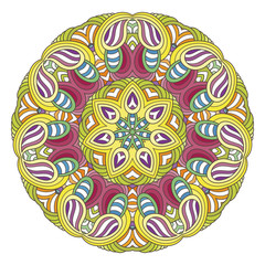 Flower vector mandala. Oriental circle pattern, coloring illustration