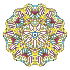 Flower vector mandala. Oriental circle pattern, coloring illustration