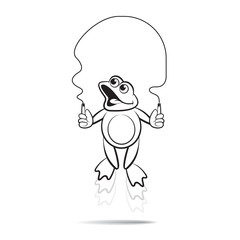 black outline frog vector cartoon jump rope happily