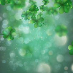 Abstract bokeh blur template with - trifolium clovers. EPS 10 vector