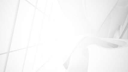 White smooth abstract architectural background. 3D illustration and rendering