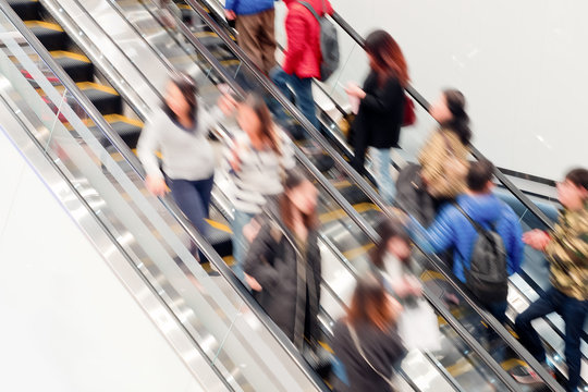Motion escalators at the modern shopping mall