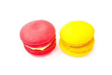 Colorful macaron on white background