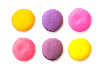 Colorful macaroon on white background