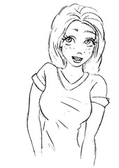 potlood schets van jonge vrouw