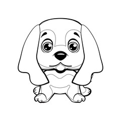 English Cocker Spaniel dog sitting flat design.