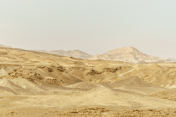 Fototapeta na wymiar Landscape view of waterless desert near dead sea in Israel