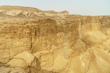 Landscape view of desert rock near dead sea in Israel.