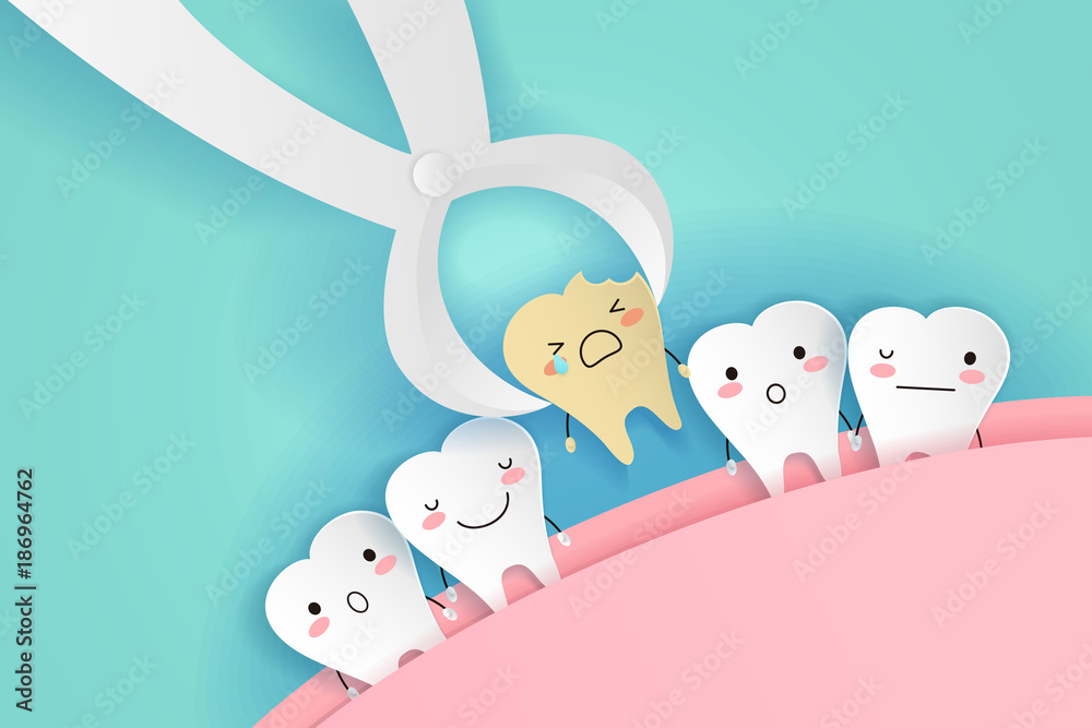 Poster cute cartoon tooth