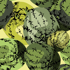 Various melons seamless pattern. Vector illustration on light yellow background