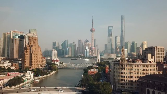 4k aerial video of Shanghai in daytime