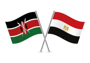Kenya and Egypt flags. Vector illustration.
