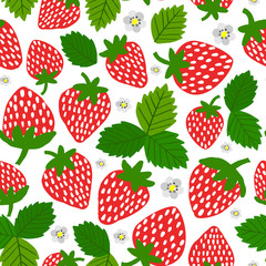 Strawberrie seamless pattern. Vector illustration. Cute fruit background