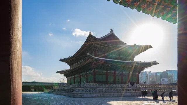 Timelapse video of Gyeongbokgung Palace in Seoul, South Korea Time Lapse 4K