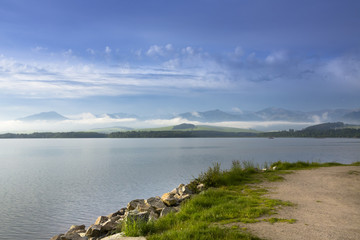 spring morning on Liptovska Mara dam, Slovakia