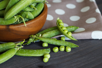 Green pea. The concept of healthy eating.