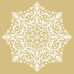 Elegant vector golden and white ornament in classic style. Abstract traditional pattern with oriental elements. Classic vintage pattern
