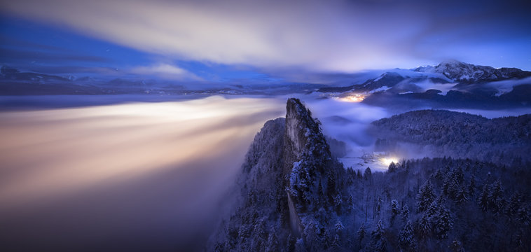 Austria, Salzburg State, Hallein, Berchtesgaden Alps, Small Barmstein, Panorama