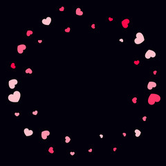 Pink Hearts Random Falling on White Background. Valentine's Day Pattern. 