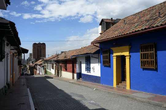 Colombia, Bogota, La Candelaria, Old town, row of houses