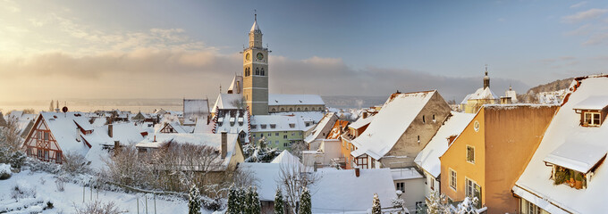 Old town with church of St. Nicholas, Uberlingen, Germany