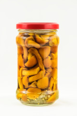 marinated mushrooms mushrooms with spices in a jar