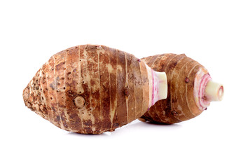 taro root isolated on white background