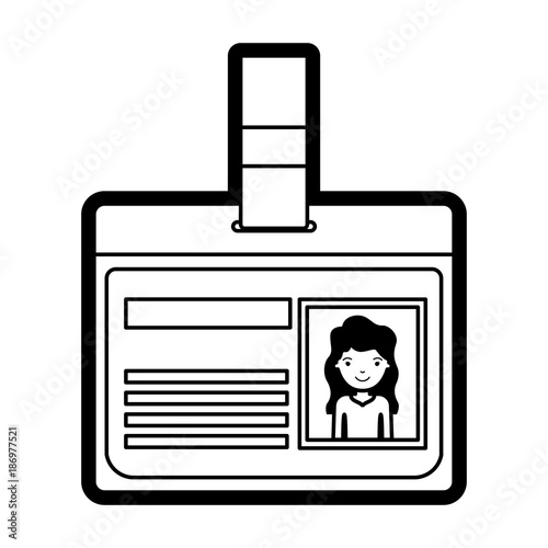 Identification Card With Half Body Woman Picture With Long Wavy