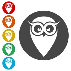 Owl icon, Owl logo, Owl illustration, Owl map pointer