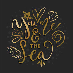 You, me the sea. Vector card