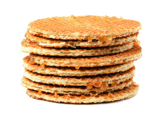 Round wafer with caramel