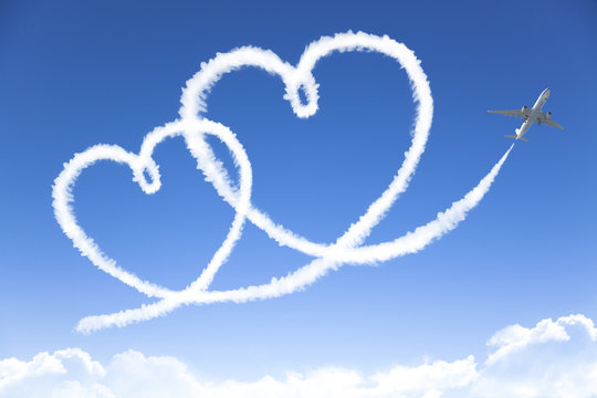 love cloud concept drowing by airplane