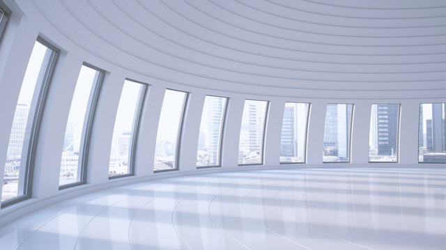 Empty hall in a high-rise building, D Rendering